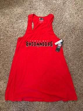 NWT Tampa Bay Buccaneers Red Tank Top with Swarovski Crystals - 2X